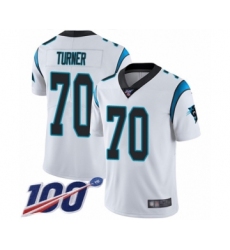 Men's Carolina Panthers #70 Trai Turner White Vapor Untouchable Limited Player 100th Season Football Jersey