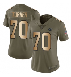 Women's Nike Carolina Panthers #70 Trai Turner Limited Olive/Gold 2017 Salute to Service NFL Jersey