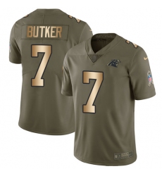 Youth Nike Carolina Panthers #7 Harrison Butker Limited Olive/Gold 2017 Salute to Service NFL Jersey