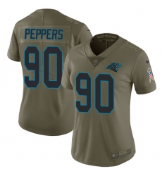 Women's Nike Carolina Panthers #90 Julius Peppers Limited Olive 2017 Salute to Service NFL Jersey