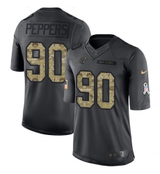 Youth Nike Carolina Panthers #90 Julius Peppers Limited Black 2016 Salute to Service NFL Jersey