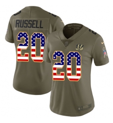 Women's Nike Cincinnati Bengals #20 KeiVarae Russell Limited Olive/USA Flag 2017 Salute to Service NFL Jersey