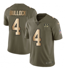 Men's Nike Cincinnati Bengals #4 Randy Bullock Limited Olive/Gold 2017 Salute to Service NFL Jersey