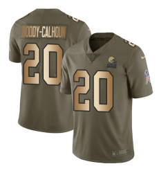 Youth Nike Cleveland Browns #20 Briean Boddy-Calhoun Limited Olive/Gold 2017 Salute to Service NFL Jersey