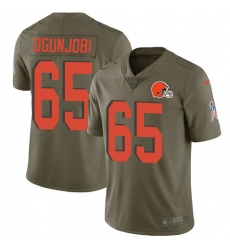 Men's Nike Cleveland Browns #65 Larry Ogunjobi Limited Olive 2017 Salute to Service NFL Jersey