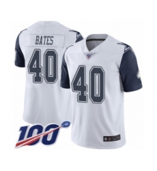Men's Dallas Cowboys #40 Bill Bates Limited White Rush Vapor Untouchable 100th Season Football Jersey