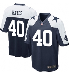 Men's Nike Dallas Cowboys #40 Bill Bates Game Navy Blue Throwback Alternate NFL Jersey