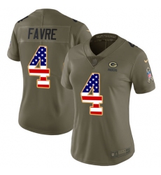 Women's Nike Green Bay Packers #4 Brett Favre Limited Olive/USA Flag 2017 Salute to Service NFL Jersey