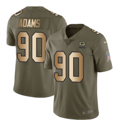 Men's Nike Green Bay Packers #90 Montravius Adams Limited Olive/Gold 2017 Salute to Service NFL Jersey