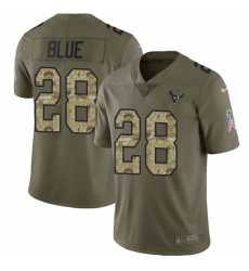 Youth Nike Houston Texans #28 Alfred Blue Limited Olive/Camo 2017 Salute to Service NFL Jersey