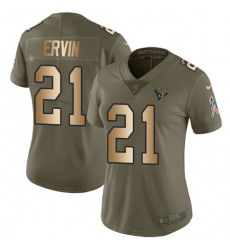 Women's Nike Houston Texans #21 Tyler Ervin Limited Olive Gold 2017 Salute to Service NFL Jersey