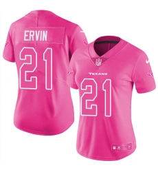 Women's Nike Houston Texans #21 Tyler Ervin Limited Pink Rush Fashion NFL Jersey