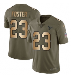 Men's Nike Houston Texans #23 Arian Foster Limited Olive/Gold 2017 Salute to Service NFL Jersey