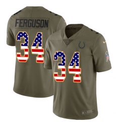 Men's Nike Indianapolis Colts #34 Josh Ferguson Limited Olive/USA Flag 2017 Salute to Service NFL Jersey