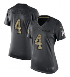 Women's Nike Indianapolis Colts #4 Adam Vinatieri Limited Black 2016 Salute to Service NFL Jersey
