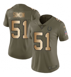 Women's Nike Indianapolis Colts #51 John Simon Limited Olive/Gold 2017 Salute to Service NFL Jersey