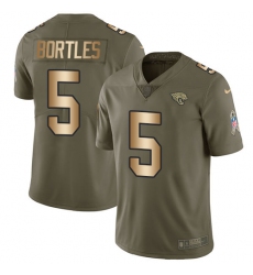 Men's Nike Jacksonville Jaguars #5 Blake Bortles Limited Olive/Gold 2017 Salute to Service NFL Jersey