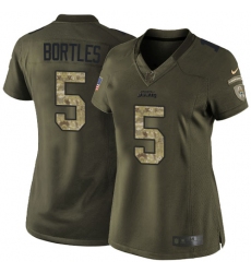 Women's Nike Jacksonville Jaguars #5 Blake Bortles Elite Green Salute to Service NFL Jersey