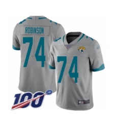 Men's Jacksonville Jaguars #74 Cam Robinson Silver Inverted Legend Limited 100th Season Football Jersey