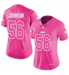 Women's Nike Kansas City Chiefs #56 Derrick Johnson Limited Pink Rush Fashion NFL Jersey