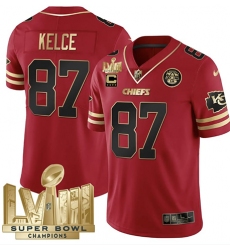 Men's Kansas City Chiefs #87 Travis Kelce Red 2024 F.U.S.E. Super Bowl LVIII Vapor Untouchable Limited Football Stitched Jersey