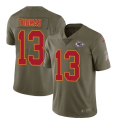 Men's Nike Kansas City Chiefs #13 De'Anthony Thomas Limited Olive 2017 Salute to Service NFL Jersey