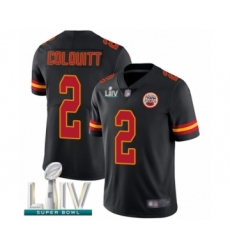 Men's Kansas City Chiefs #2 Dustin Colquitt Limited Black Rush Vapor Untouchable Super Bowl LIV Bound Football Jersey