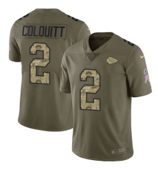 Youth Nike Kansas City Chiefs #2 Dustin Colquitt Limited Olive/Camo 2017 Salute to Service NFL Jersey