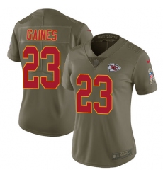 Women's Nike Kansas City Chiefs #23 Phillip Gaines Limited Olive 2017 Salute to Service NFL Jersey