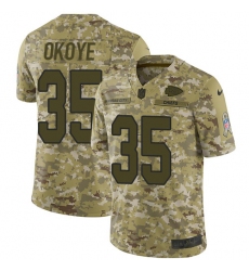 Youth Nike Kansas City Chiefs #35 Christian Okoye Limited Camo 2018 Salute to Service NFL Jersey