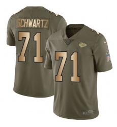 Youth Nike Kansas City Chiefs #71 Mitchell Schwartz Limited Olive/Gold 2017 Salute to Service NFL Jersey
