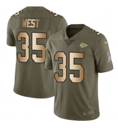 Youth Nike Kansas City Chiefs #35 Charcandrick West Limited Olive/Gold 2017 Salute to Service NFL Jersey
